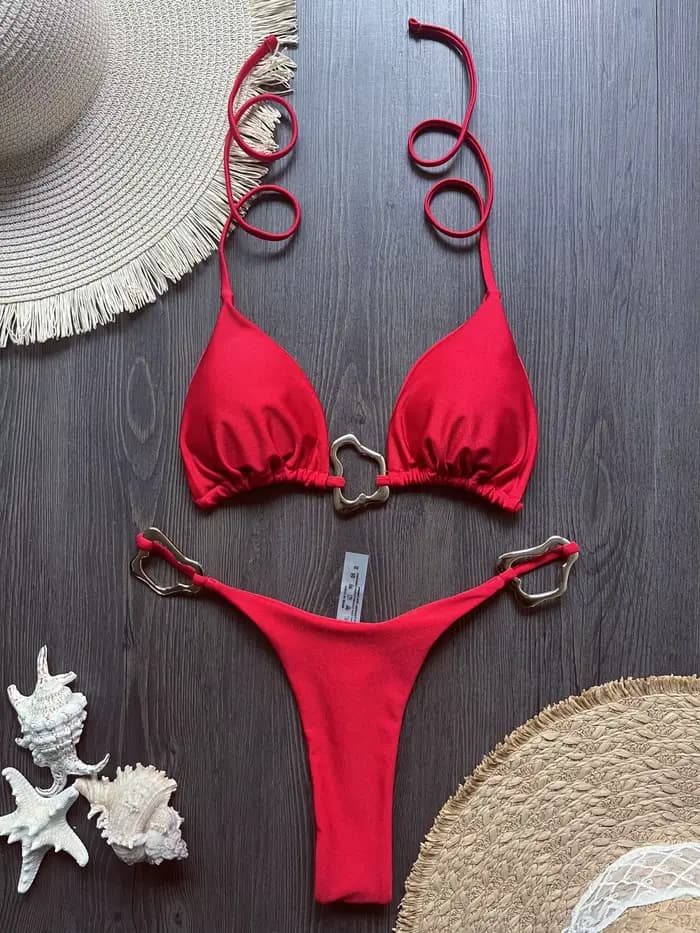 Micro bikini sexy à bretelles 2026 pour femme, maillot de bain uni, ensemble de bikinis string, tenu