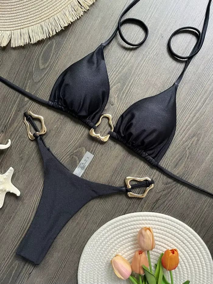Micro bikini sexy à bretelles 2026 pour femme, maillot de bain uni, ensemble de bikinis string, tenu