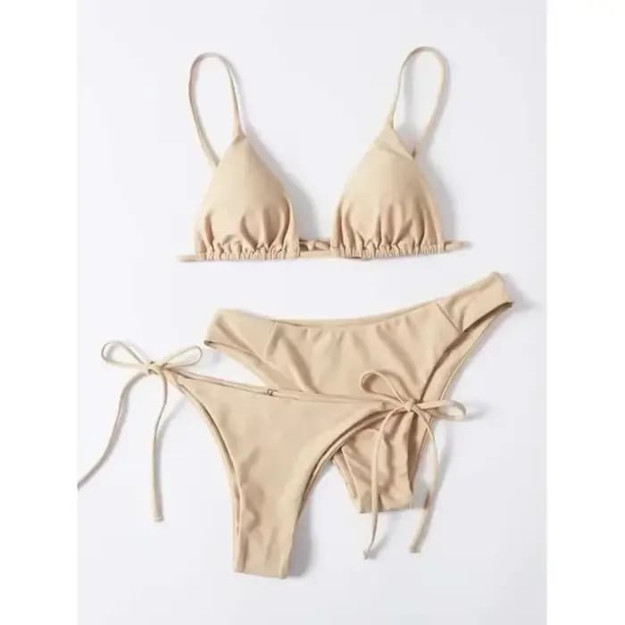 Ensemble bikini sexy 3 pièces pour femme - Maillot de bain triangle push-up à bandes bleu et violet,