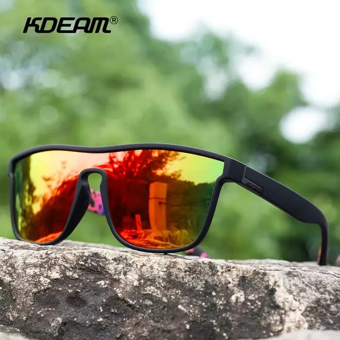 Lunettes de soleil polarisées pour homme KDEAM XL, surdimensionnées, monobloc, finition brossée, lar