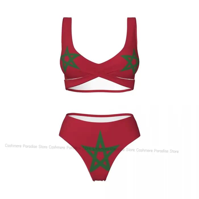 Maroc drapeau femmes Bikini ensemble maillot de bain Push Up maillot de bain pour femme maillot de b