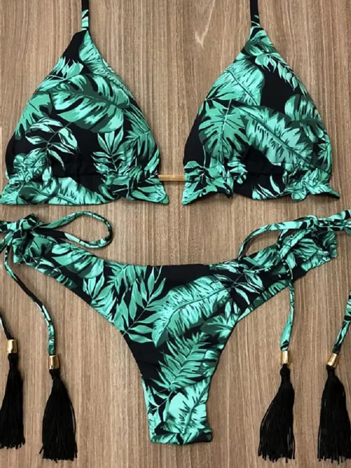 RUOTONGSEPT Sexy imprimé Bikinis ensemble femmes maillot de bain bandeau deux pièces maillots de bai