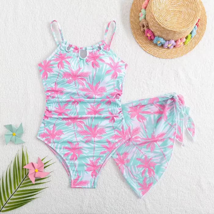 Maillot de bain pour filles de 8 à 12 ans, imprimé sportif, maillot de bain une pièce avec jupe en m