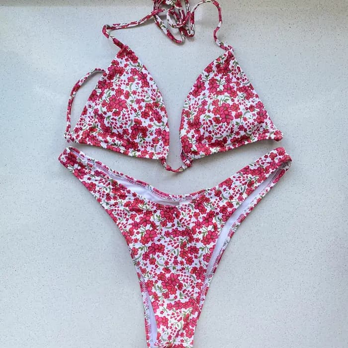 Maillot de bain deux pièces pour femmes, bikini brésilien sexy, couleur solide, culotte taille basse