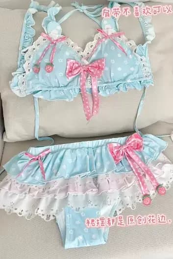 Ensemble de bikini Lolita Kawaii mignon, nouvelle collection d'été, maillot de bain deux pièces sépa
