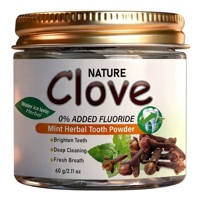 Poudre dentifrice sans fluor au clou de girofle et à la menthe - Formule naturelle à base de plantes