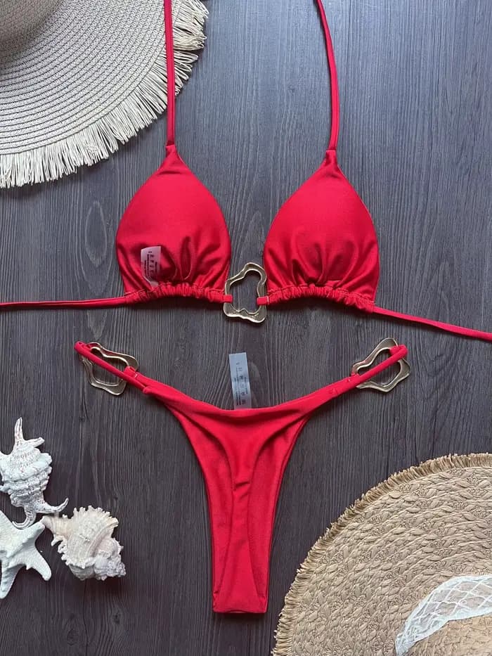 Micro bikini sexy à bretelles 2026 pour femme, maillot de bain uni, ensemble de bikinis string, tenu