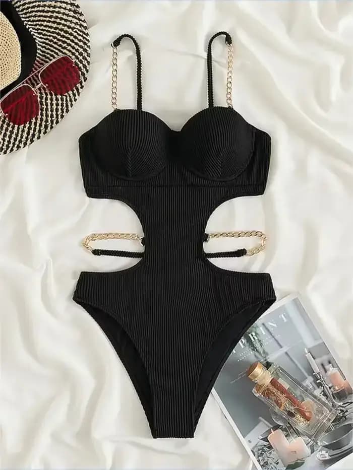 Maillot de bain une pièce, sexy, push-up, à armatures, en métal, amissié, rose uni, pour femmes, mon