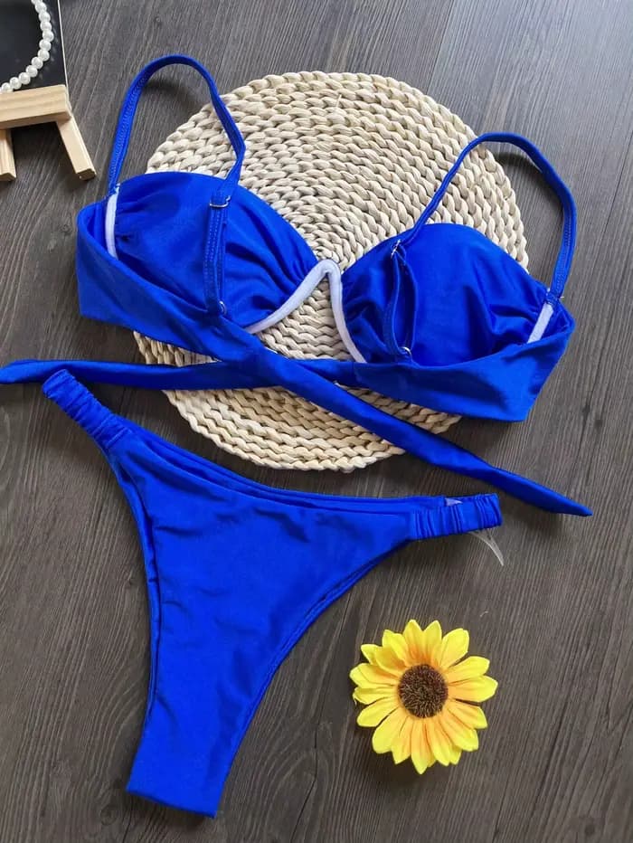 Ensemble bikini sexy 3D à fleurs 2026 pour femme, noir et blanc, micro-mini, avec armatures en V, ma