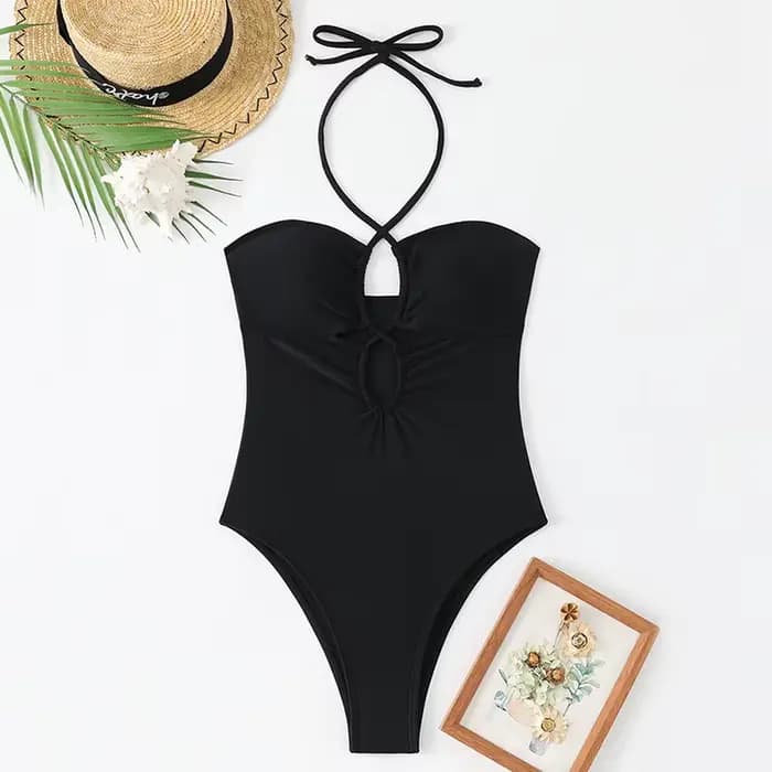 Maillot de bain uni bandeau femme 2026 – Maillot une pièce pour femme – Tenue de bain féminine pour 
