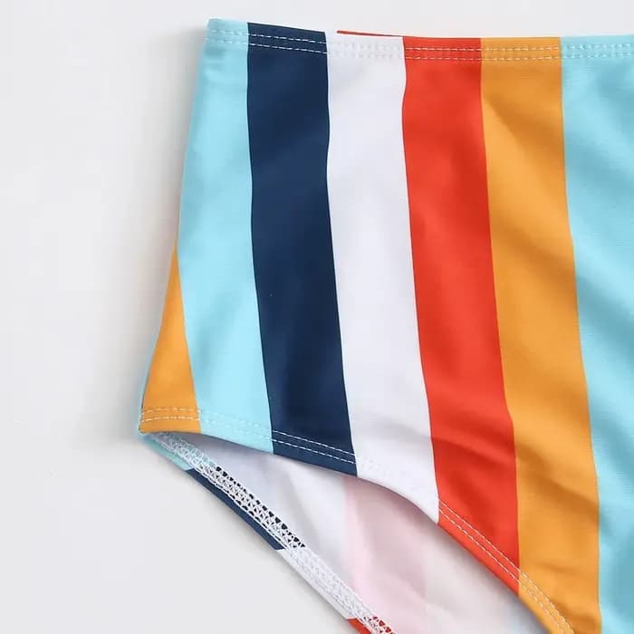 Maillot de bain à rayures, sexy, soutien-gorge push up, culotte taille haute, col licou, ensemble de