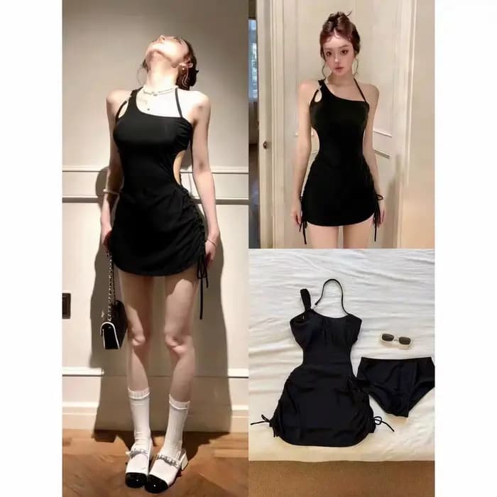 Maillot de bain une pièce noir ajouré à bretelles pour femme, amincissant, sexy, idéal pour les sour