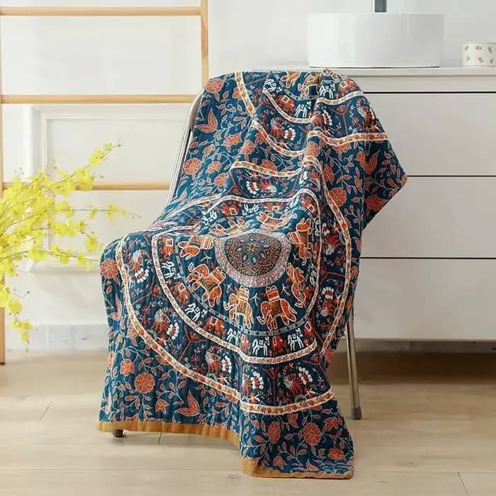Serviette de bain en gaze de coton absorbante et douce pour adulte, 21 Styles nordiques, imprimé Flo