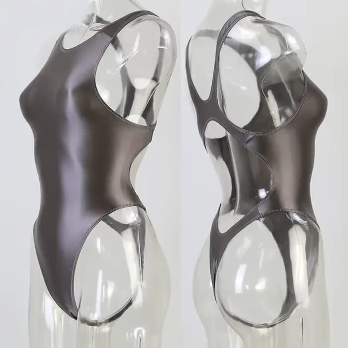 Maillot de bain une pièce en satin brillant pour femme, justaucorps sexy, bikini taille haute, strin