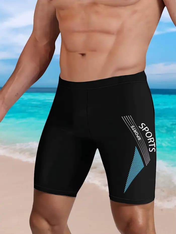 Shorts de bain pour hommes avec imprimés sportifs, coupe ajustée, shorts hybrides pour la plage et l