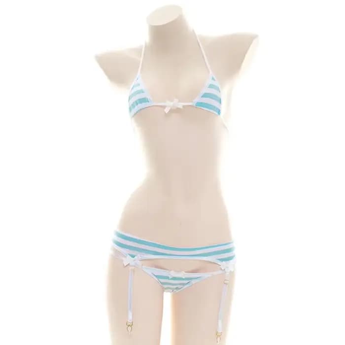 Ensemble Bikini Sexy pour femmes, sous-vêtements à bretelles, Lingerie mignonne à rayures, Micro-Bik