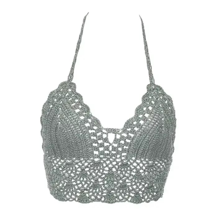 Nouveau Sexy Bikini haut court Crochet Boho plage Camisoles Bikini Bralette licou Cami tricoté souti