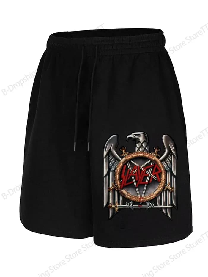Rock Slayer – Short de bain pour hommes et femmes, short de plage imprimé en 3D, Hip Hop, pantalon c