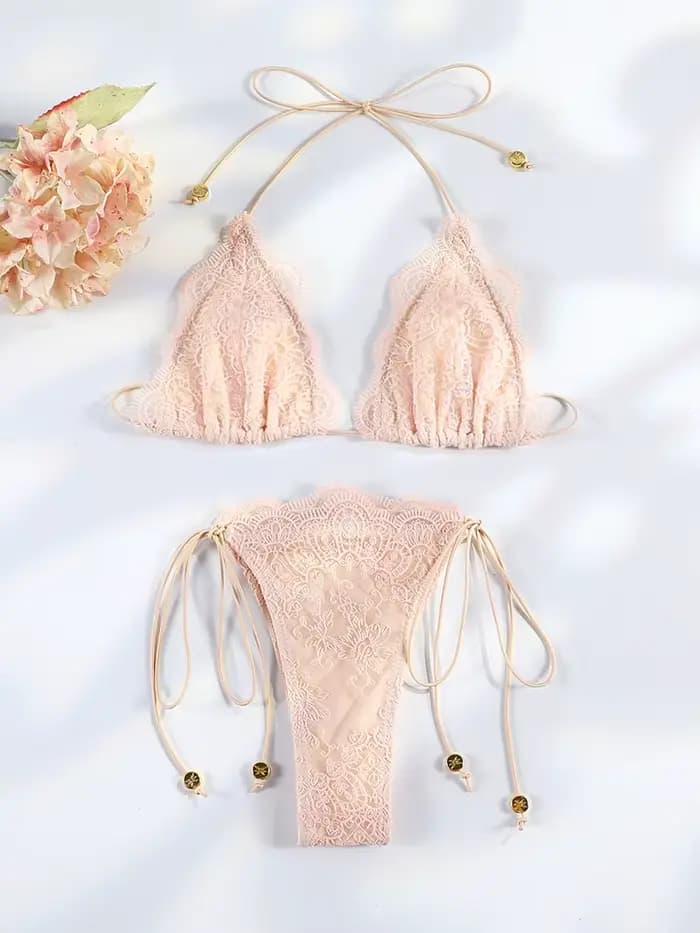 Sexy dentelle creuse Bikinis Patchwork maillot de bain femmes maillots de bain maillot de bain bande
