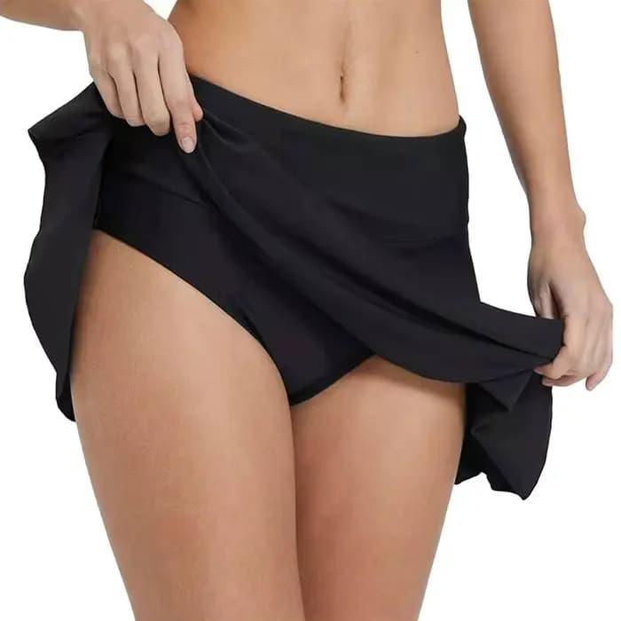 Jupe de natation taille haute en tissu double couche avec fentes latérales, jupe de sport athlétique