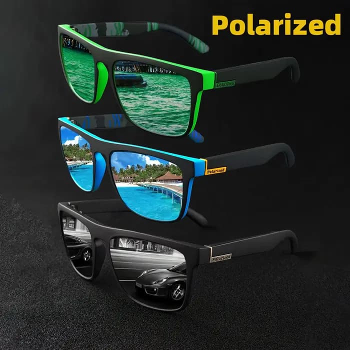 Lunettes de soleil polarisées carrées, 7 paires, Anti-éblouissement, pour fête d'été, vacances, voya
