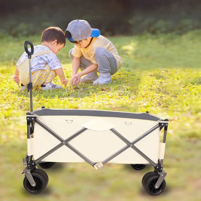 Chariot de plage utilitaire pour le sable, chariot pliant RapDuty, grandes roues, poignée réglable, 