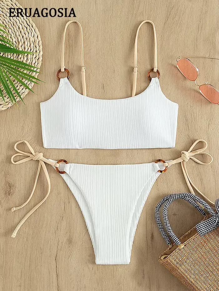 Bikini côtelé sexy pour femmes, maillot de bain push-up, ensemble de bikinis pour femmes, vêtements 