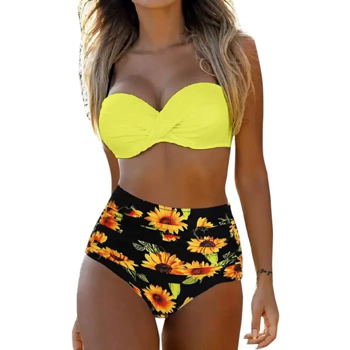 Sexy bretelles taille haute Bikini femmes maillot de bain fendu été offre spéciale de la saison nouv