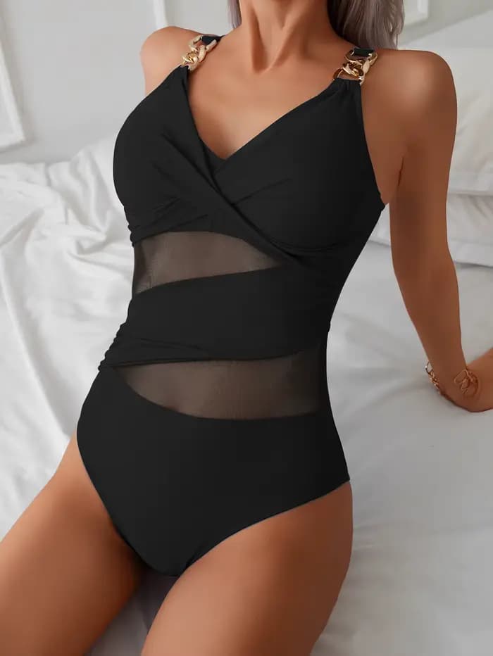 Maillot de bain une pièce rose, en maille, pour femmes, monokini, vêtements de plage, d'été, 2025