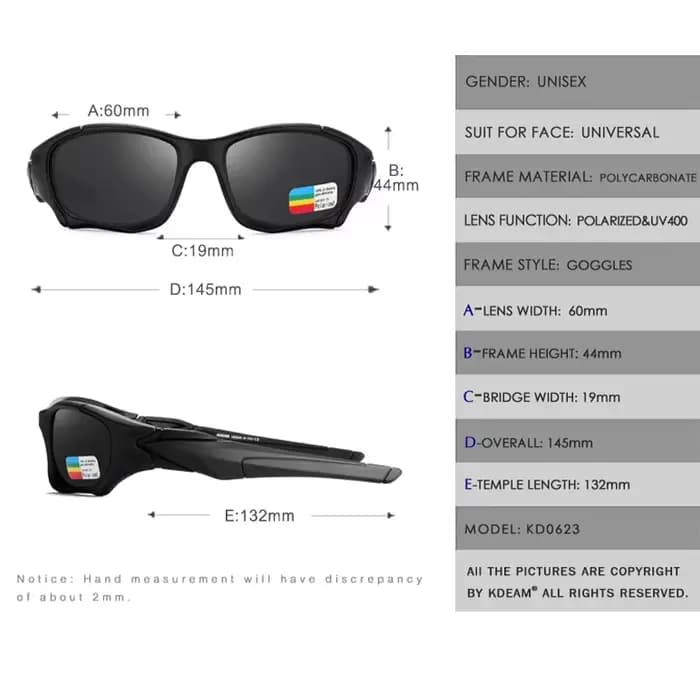 Lunettes de soleil de sport d'extérieur KDEAM 2026 pour hommes et femmes, classiques, polarisées HD,