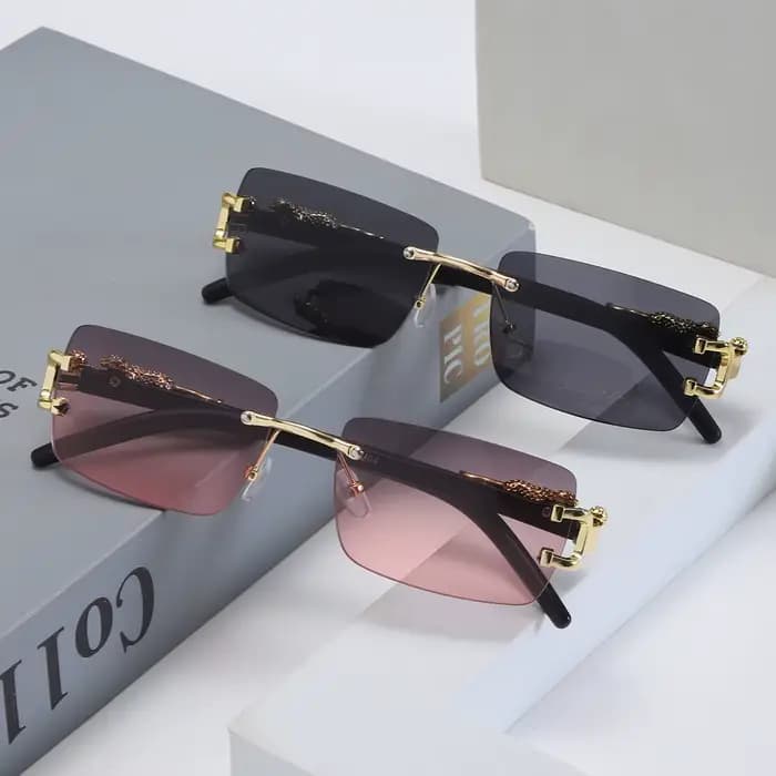 Lunettes de soleil rectangulaires personnalisées sans cadre pour femmes et hommes, 1 pièce, à la mod