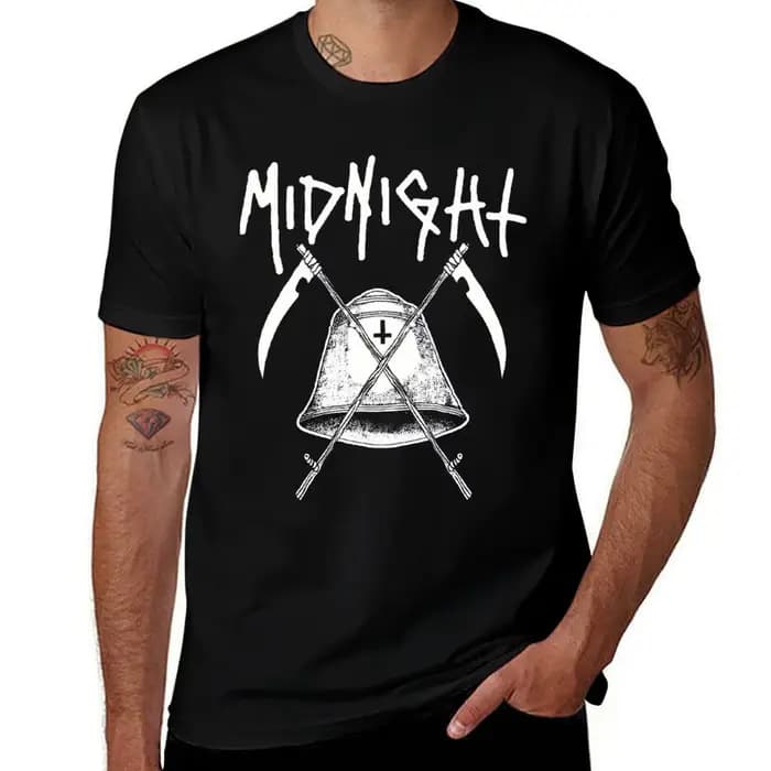 T-shirt avec logo Midnight Band pour homme, en coton épais, T-shirt graphique