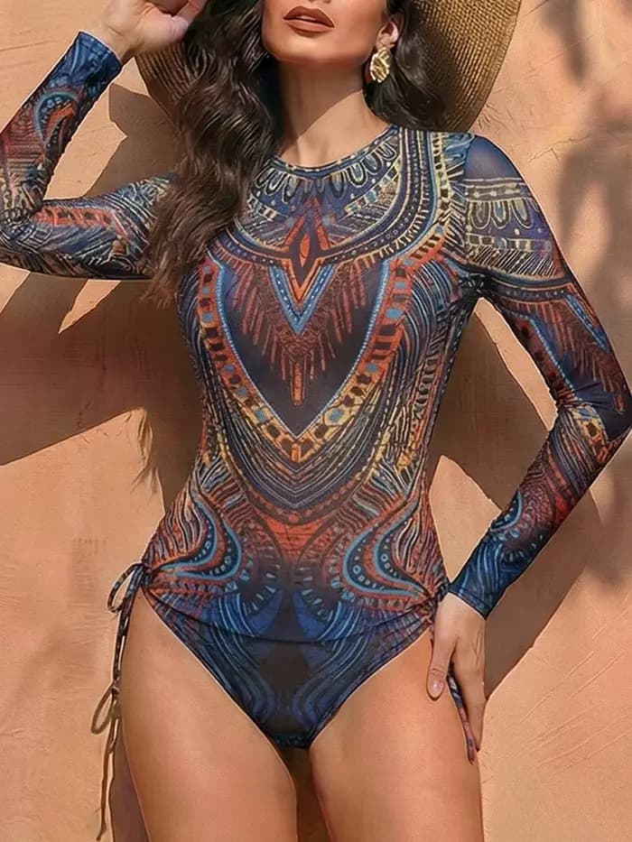 Maillot de bain deux pièces 2026 pour femme, manches longues, transparent, protection solaire, sport