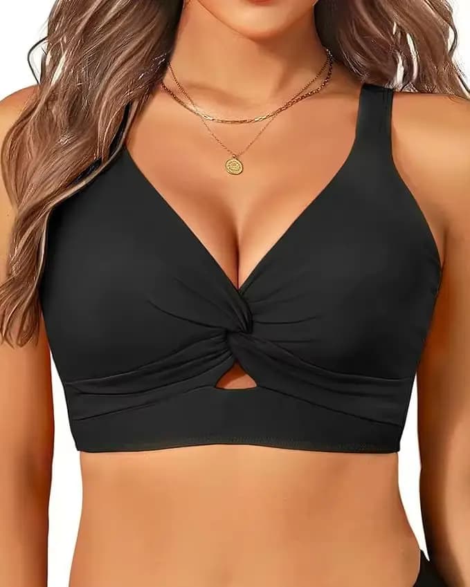 Haut de bikini décontracté pour femme, style européen sexy, en nylon avec coussinet de poitrine, san