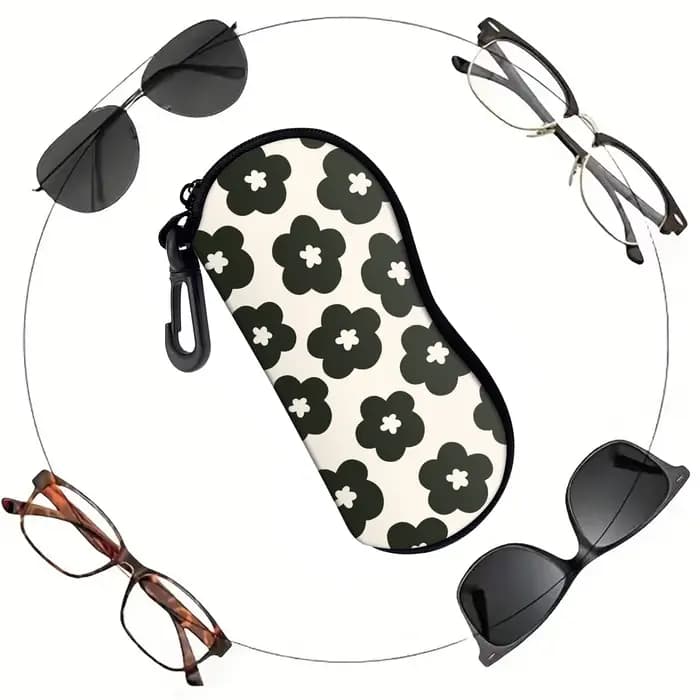 Étui à lunettes de soleil souple 1 pièce, pochette à lunettes en néoprène à fermeture éclair, lunett