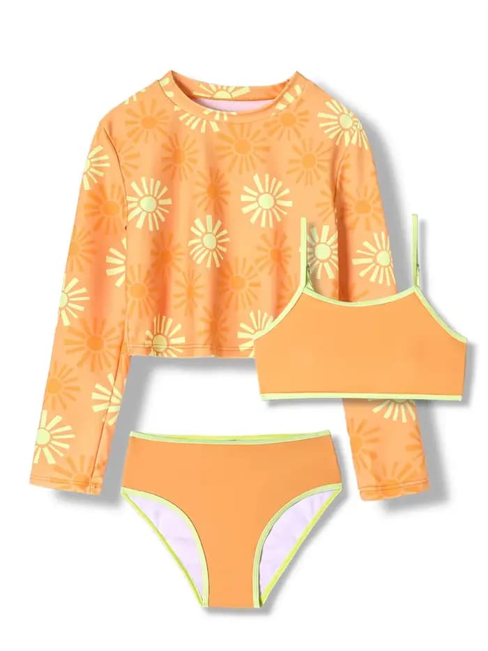 Maillot de bain bikini pour filles 2026, nouveau ensemble bikini imprimé jaune, maillot de bain pour