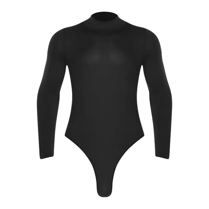 Maillot de bain une pièce pour homme à manches longues, couleur unie, style justaucorps, pour la pla