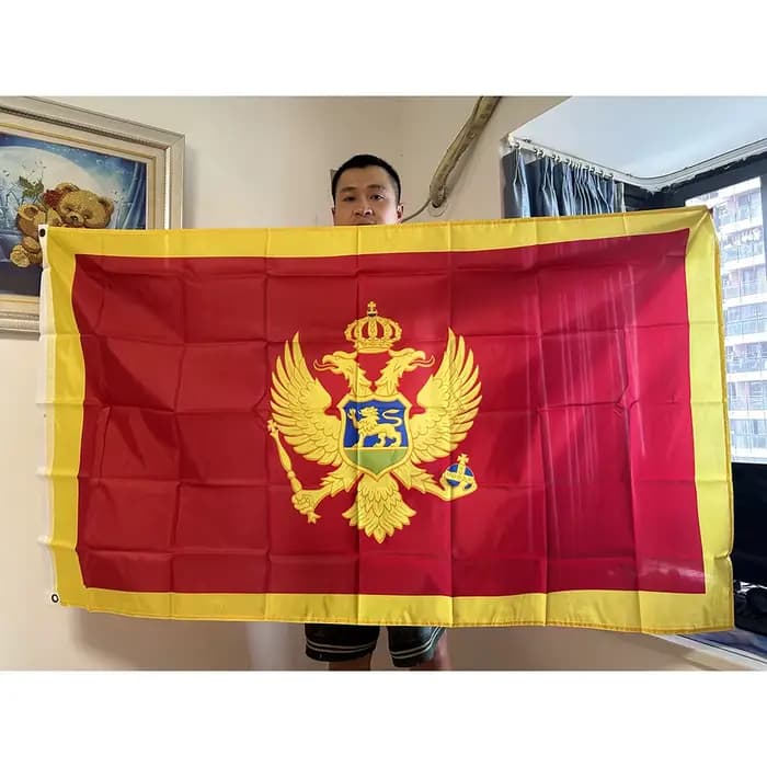 SKY FLAG Drapeau du Monténégro 3x5 pieds 90 X 150 cm Drapeau du Monténégro en polyester imprimé Bann