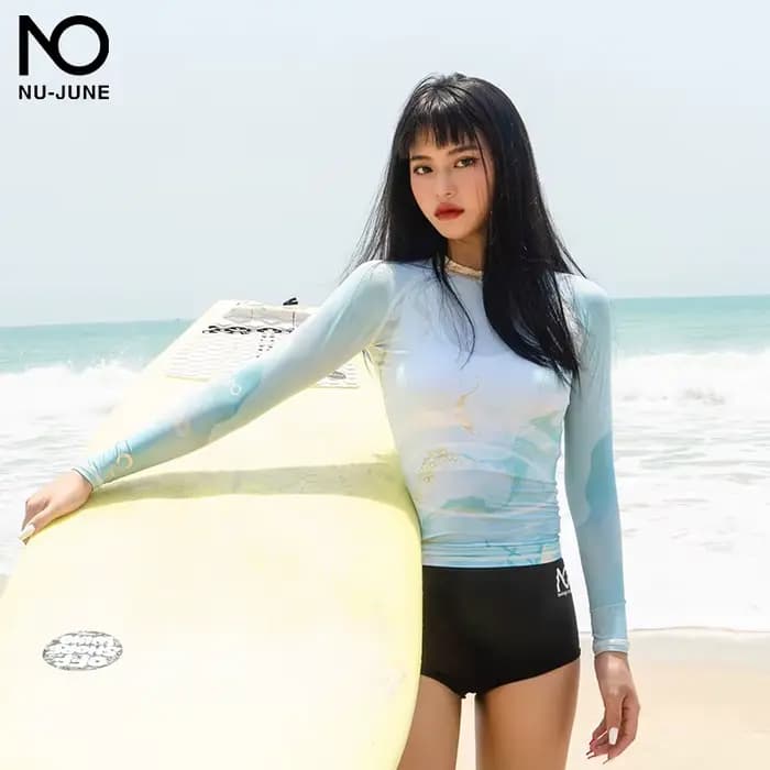 Aux- june-Maillot de bain à manches longues pour femme, protection solaire, pantalon de plongée, fen