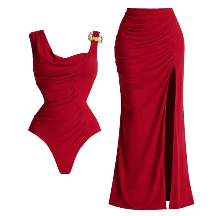 Ensemble de bikini sexy imprimé brésilien, maillot de bain pour femmes, jupe de bain, robe de plage 