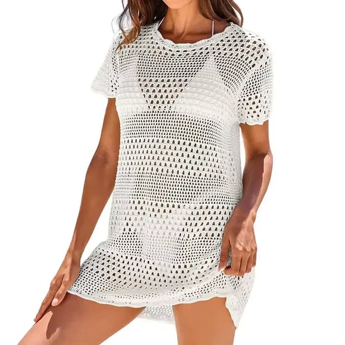 Robe de plage en crochet pour femme 2026, cache-maillot en maille tricotée, vêtements d'été pour les