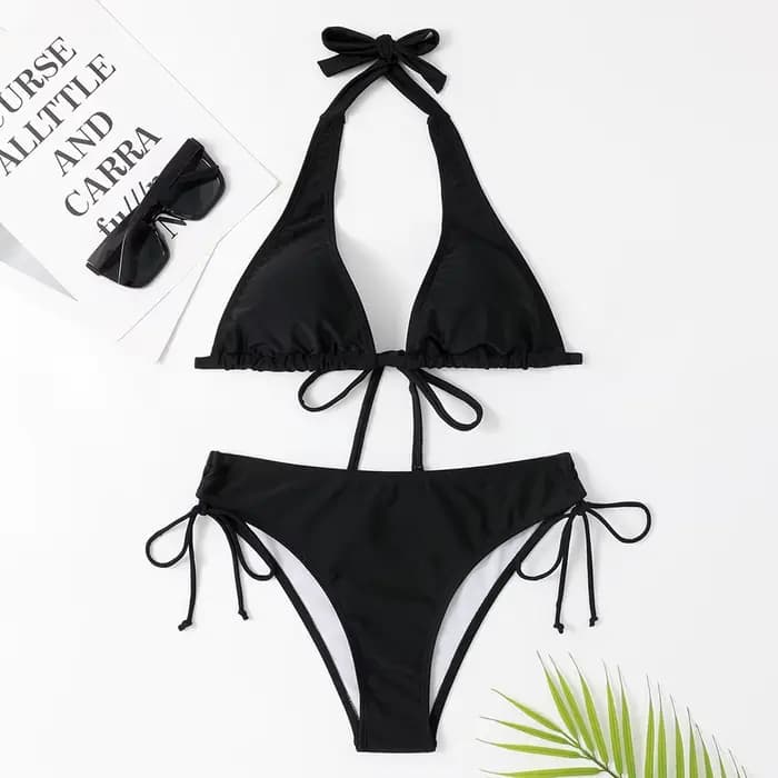 2025 Sexy licou Bikini maillot de bain taille basse noir/rouge/Rose plage maillot de bain pas cher p