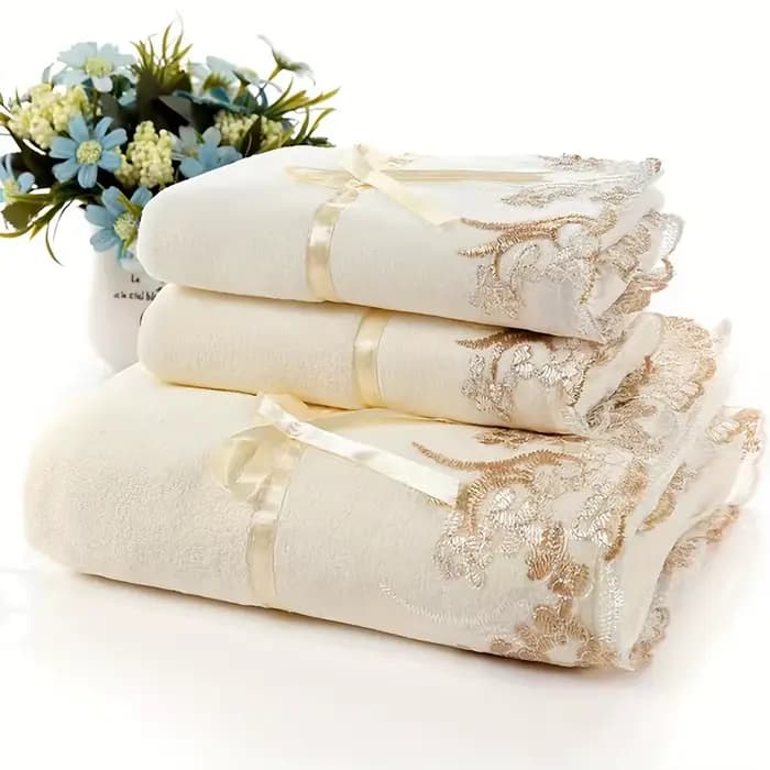 Serviette de luxe en dentelle en microfibre douce, serviettes pour les mains et les bain respectueus