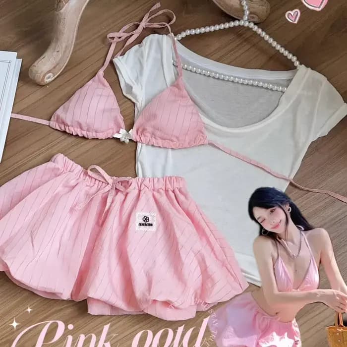 Bikini rayé pur avec magnifique palette de couleurs aquatiques pour filles, maillot de bain haut de 