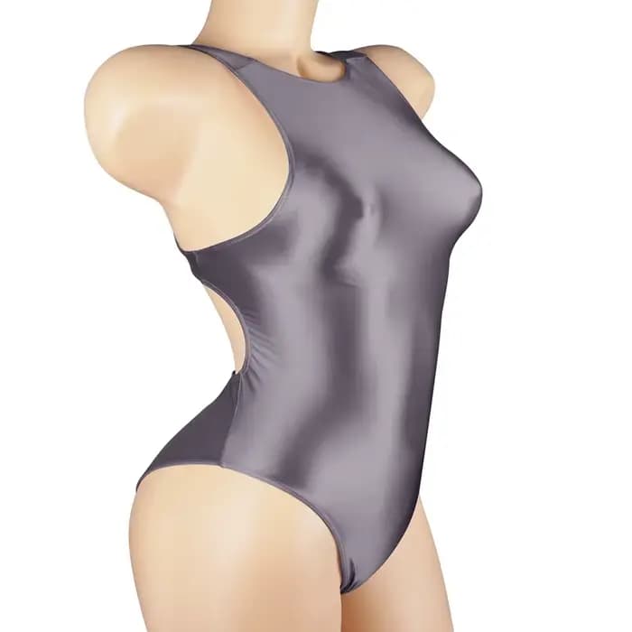Maillot de bain une pièce pour femmes, sexy, transparent, échancré, sans entrejambe, brillant