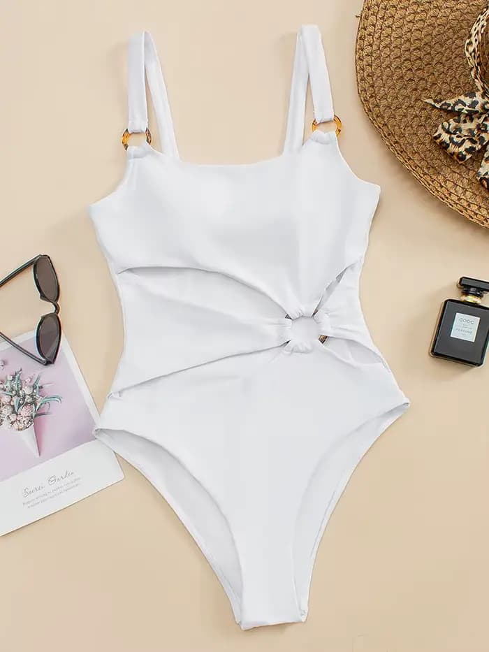 2026 Maillot de bain une pièce sexy uni pour femme, monokini push-up évidé, tenue de plage