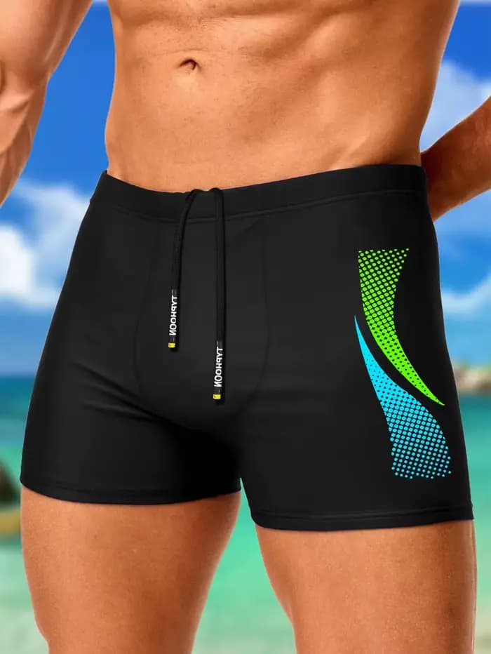 Shorts de bain à motifs sportifs pour hommes, maillot de bain à séchage rapide et coupe ajustée, par