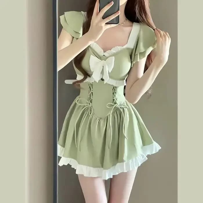 Circyy Bow maillot de bain femmes maillots de bain douce fille épissé à volants à lacets Chic mode u