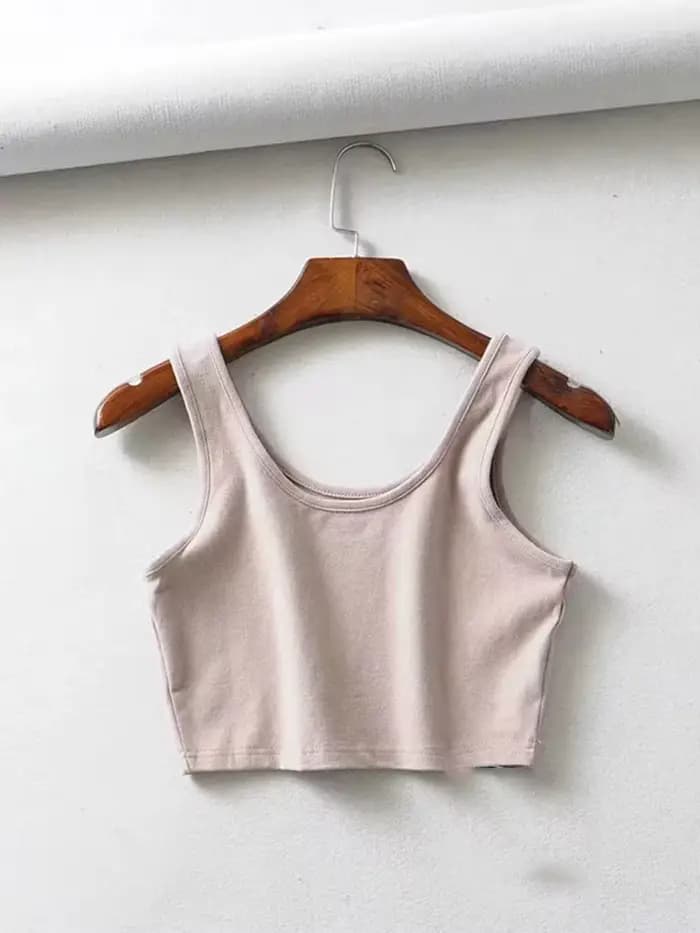 Haut court d'été sexy pour femmes, sans manches, court, en coton, col en U, barre tricotée