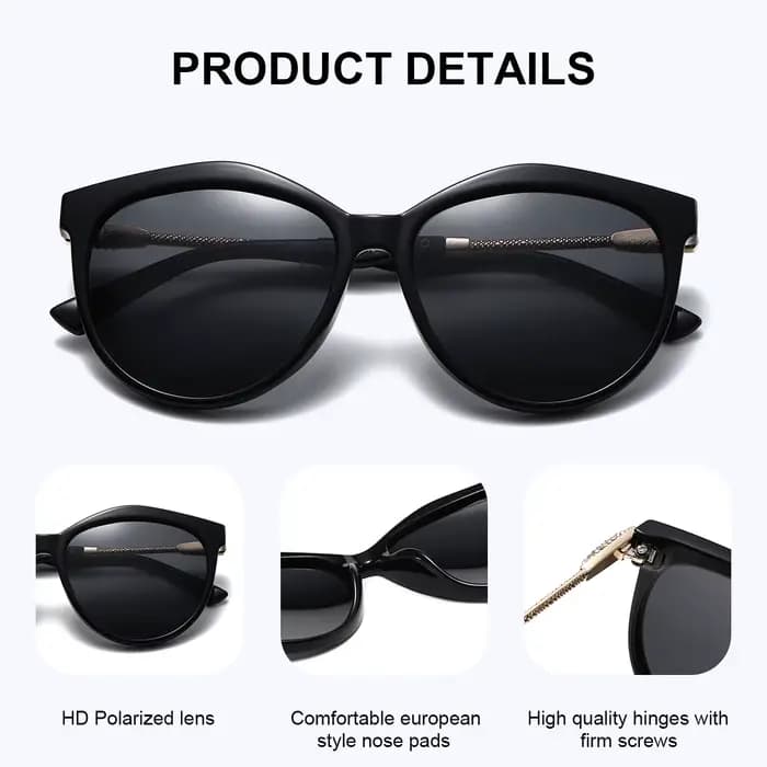 BARCUR lunettes de soleil rondes polarisées mode Ultra léger oeil de chat cadre PC plusieurs couleur